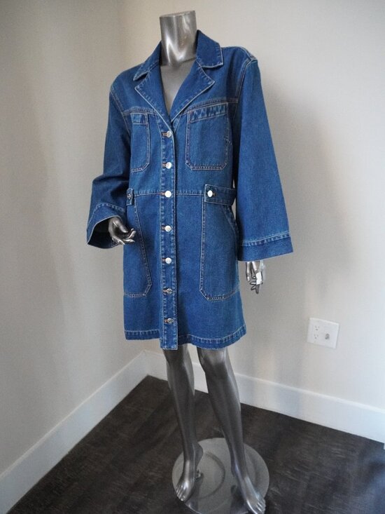 Veronica Beard McKinley Dress Blue Denim Shirt Dress Cotton Size Large - Picture 2 of 8
